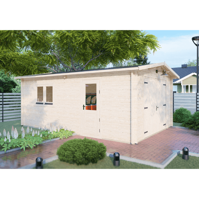 Shire Garage Shire Garage 12 x 18 Apex Log Cabin 44mm Shire Garage 12 x 18 Apex Log Cabin 44mm