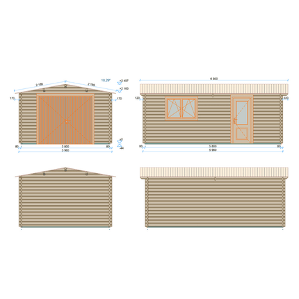 Shire Garage Shire Garage 12 x 18 Apex Log Cabin 44mm Shire Garage 12 x 18 Apex Log Cabin 44mm