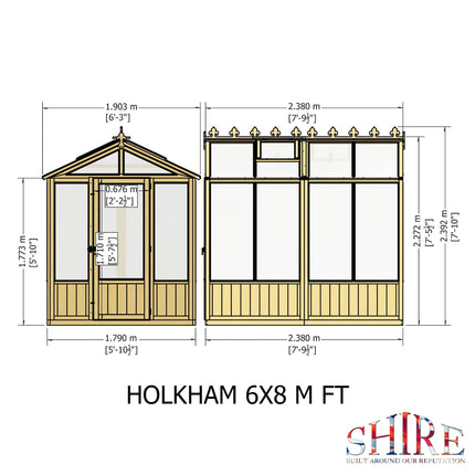 Shire Greenhouse Shire Holkham 6 x 8 Wooden Greenhouse Shire Holkham 6 x 8 Wooden Greenhouse