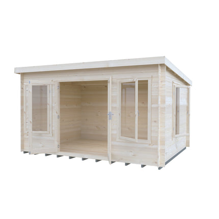 Shire Log Cabin Shire Emneth 10 x 13 Pent Log Cabin in 19mm Logs Shire Emneth 10 x 13 Pent Log Cabin in 19mm Logs