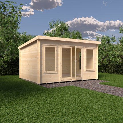 Shire Log Cabin Shire Emneth 10 x 13 Pent Log Cabin in 19mm Logs Shire Emneth 10 x 13 Pent Log Cabin in 19mm Logs