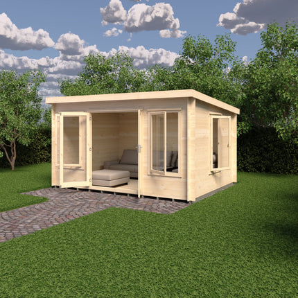 Shire Log Cabin Shire Emneth 10 x 13 Pent Log Cabin in 19mm Logs Shire Emneth 10 x 13 Pent Log Cabin in 19mm Logs