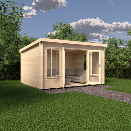 Shire Log Cabin Shire Emneth 10 x 13 Pent Log Cabin in 19mm Logs Shire Emneth 10 x 13 Pent Log Cabin in 19mm Logs