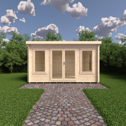 Shire Log Cabin Shire Emneth 10 x 13 Pent Log Cabin in 19mm Logs Shire Emneth 10 x 13 Pent Log Cabin in 19mm Logs