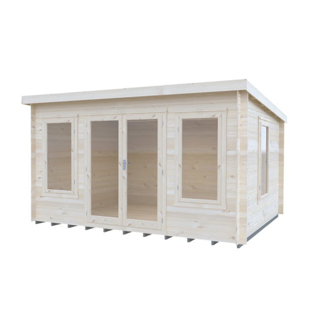 Shire Log Cabin Shire Emneth 10 x 13 Pent Log Cabin in 19mm Logs Shire Emneth 10 x 13 Pent Log Cabin in 19mm Logs