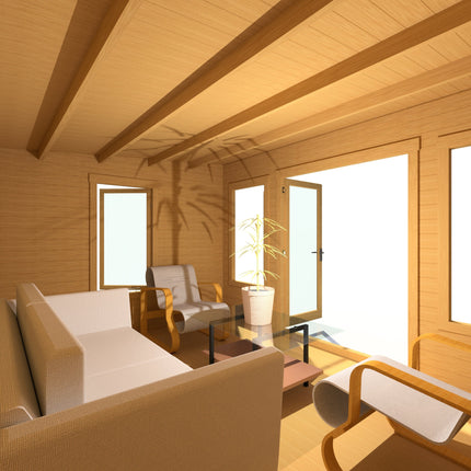 Shire Log Cabin Shire Emneth 10 x 13 Pent Log Cabin in 19mm Logs Shire Emneth 10 x 13 Pent Log Cabin in 19mm Logs