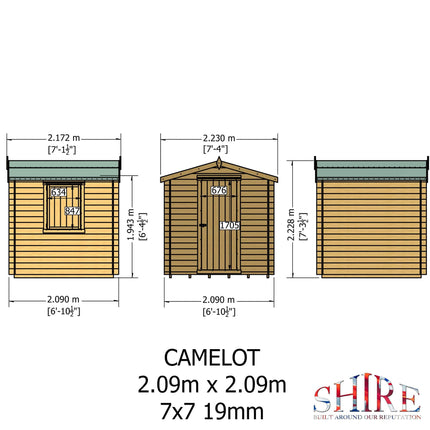 Shire Log Cabins Shire Camelot 7 x 7 19mm Log Cabin Shire Camelot 7 x 7 19mm Log Cabin