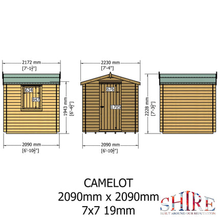 Shire Log Cabins Shire Camelot 7 x 7 19mm Log Cabin Shire Camelot 7 x 7 19mm Log Cabin