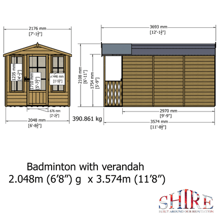 Shire Summerhouses Shire Badminton 7 x 10 Summerhouse with Verandah Shire Badminton 7 x 10 Summerhouse with Verandah