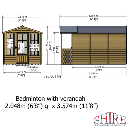 Shire Summerhouses Shire Badminton 7 x 10 Summerhouse with Verandah Shire Badminton 7 x 10 Summerhouse with Verandah