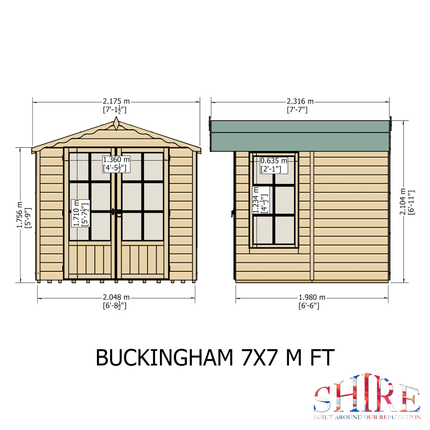 Shire Summerhouses Shire Buckingham 7 x 7 Wooden Summerhouse Shire Buckingham 7 x 7 Wooden Summerhouse