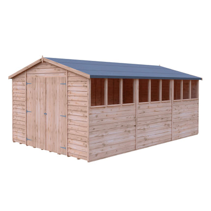 Shire Wooden Shed No Installation / Windows Shire Overlap Double Door Shed - 10x15ft OVED1015DOL-1AA 5060490131320