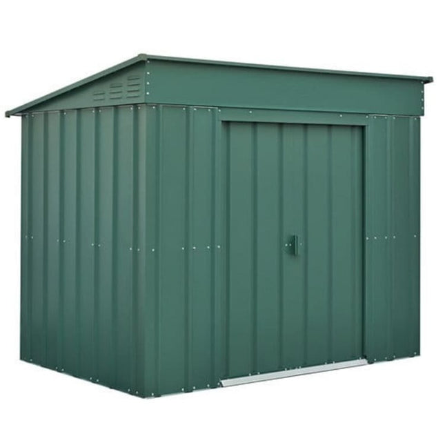 Store More 171cm / 113cm / 143cm Globel 6x4ft Low Pent Metal Garden Shed - Green LOTUS64LP HG 5060311199737