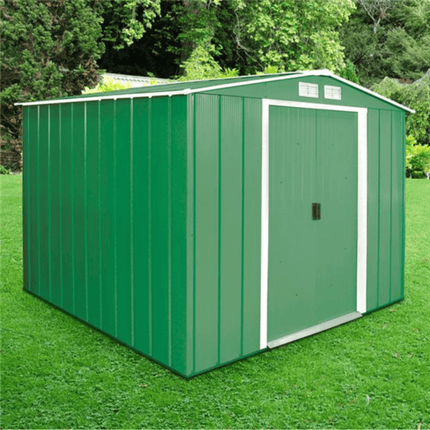 Store More 262cm / 242cm / 191cm Sapphire 8x8ft Apex Metal Shed - Green SAP88 5055280416626