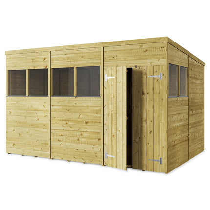 Store More 354cm / 242cm / 217cm Store More Tongue and Groove Pent Shed - 12x8 Windowed SM-TG-P-12x8W 5055280413502