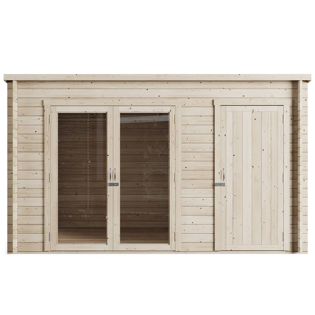 Store More 361cm / 241cm / 207cm Store More Darton Pent Log Cabin Summerhouse with Side Store - 12ft x 8ft SM-Darton-UT-12x8 5055280415681