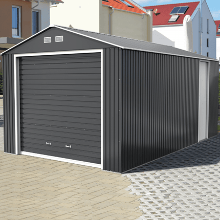 Store More 372cm / 604cm / 259cm Sapphire 12x20ft Olympian Fronted Apex Metal Garage OLYMP1220 5055280416640