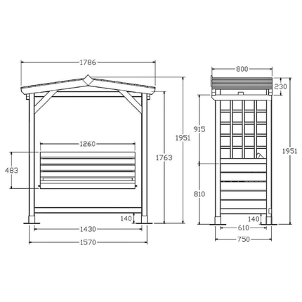 Store More Arbour Pantheon Poseidon Swing Seat Arbour PANTHEON POSEIDON Pantheon Poseidon Swing Seat Arbour 5055280401967