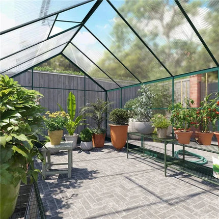 Store More Greenhouses Harvester 8 x 12 Walk-In Aluminium Polycarbonate Greenhouse G1001C-Green Harvester 8 x 12 Walk-In Aluminium Polycarbonate Greenhouse 5055715914703