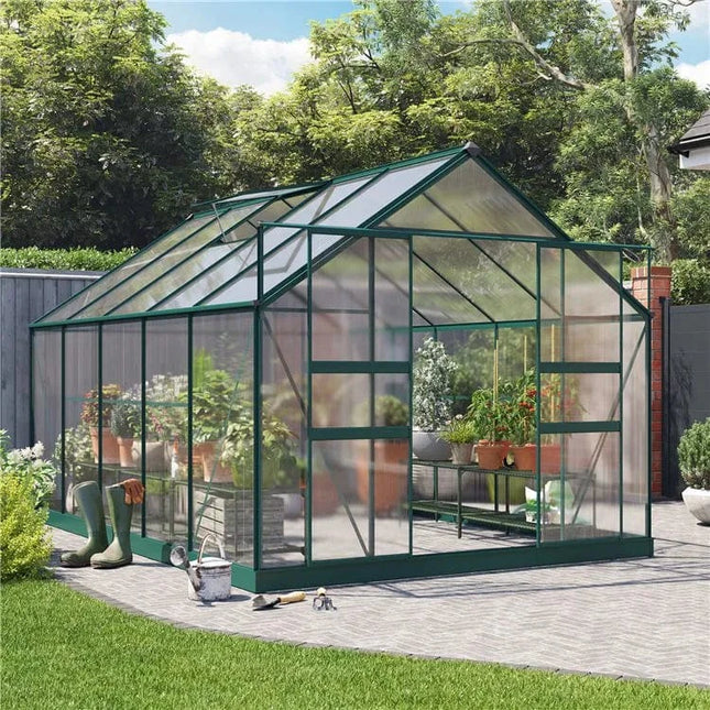 Store More Greenhouses Harvester 8 x 12 Walk-In Aluminium Polycarbonate Greenhouse G1001C-Green Harvester 8 x 12 Walk-In Aluminium Polycarbonate Greenhouse 5055715914703