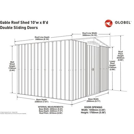 Store More Metal Shed Globel 10 x 8 Metal Apex Shed - Heritage Green LOTUS108 HG Globel 10 x 8 Metal Apex Shed - Heritage Green 5055280414226