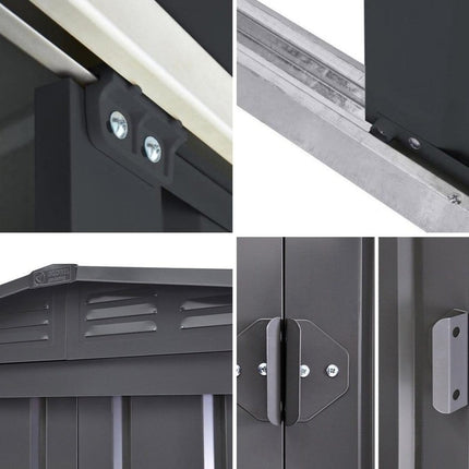 Store More Metal Shed Globel 8x6ft Apex Metal Garden Shed - Anthracite Grey LOTUS86 AG 5055280416541