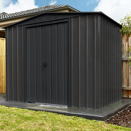 Store More Metal Shed Globel 8x6ft Apex Metal Garden Shed - Anthracite Grey LOTUS86 AG 5055280416541