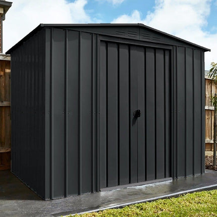 Store More Metal Shed Globel 8x6ft Apex Metal Garden Shed - Anthracite Grey LOTUS86 AG 5055280416541