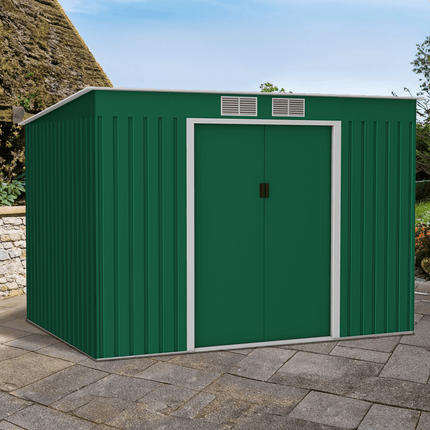 Store More Metal Shed Lotus Hestia 9 x 6 Metal Pent Shed Including Foundation Kit - Dark Green L-HESTIA-9X6-PS Lotus Hestia 9 x 6 Metal Pent Shed Including Foundation Kit - Dark Green 5055280416442