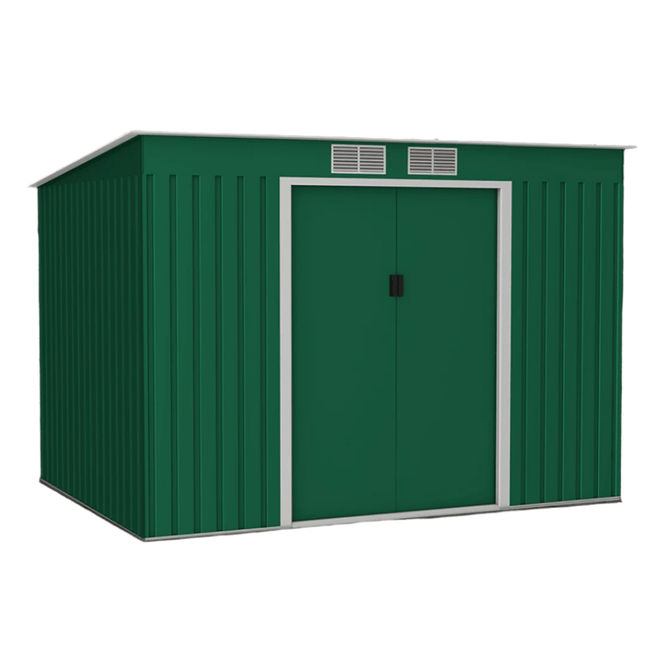 Store More Metal Shed Lotus Hestia 9 x 6 Metal Pent Shed Including Foundation Kit - Dark Green L-HESTIA-9X6-PS Lotus Hestia 9 x 6 Metal Pent Shed Including Foundation Kit - Dark Green 5055280416442