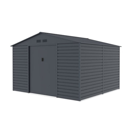 Store More Metal Shed Lotus Hypnos 11 x 10.5 ft Apex Metal Shed - Grey LO-HYP-A1110-G Lotus Hypnos 11 x 10.5 ft Apex Metal Shed - Grey 5055280416749