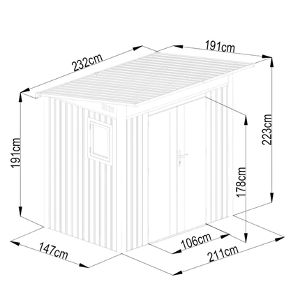 Store More Metal Sheds Lotus Minos 7 x 6 Pent Aluminium Metal Shed - White Lo-MINOS-76-PS Lotus Minos 7 x 6 Pent Aluminium Metal Shed - White 5055280416848