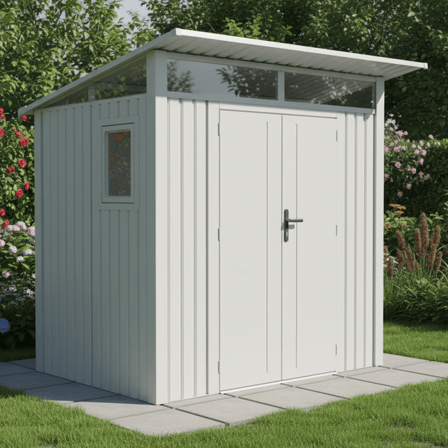 Store More Metal Sheds Lotus Minos 7 x 6 Pent Aluminium Metal Shed - White LO-MINOS-76-PS Lotus Minos 7 x 6 Pent Aluminium Metal Shed - White 5055280416848