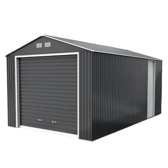 Store More Metal Sheds Sapphire 12x20ft Olympian Fronted Apex Metal Garage OLYMP1220 Sapphire 12x20ft Olympian Fronted Apex Metal Garage 5055280416640