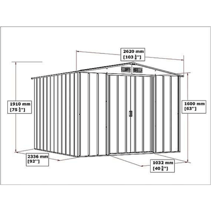 Store More Metal Sheds Sapphire 8ft x 8ft Apex Metal Shed - Green SAPPHIRE88GREEN Sapphire 8ft x 8ft Apex Metal Shed - Green 5055280416626
