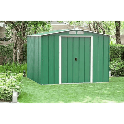 Store More Metal Sheds Sapphire 8ft x 8ft Apex Metal Shed - Green SAPPHIRE88GREEN Sapphire 8ft x 8ft Apex Metal Shed - Green 5055280416626
