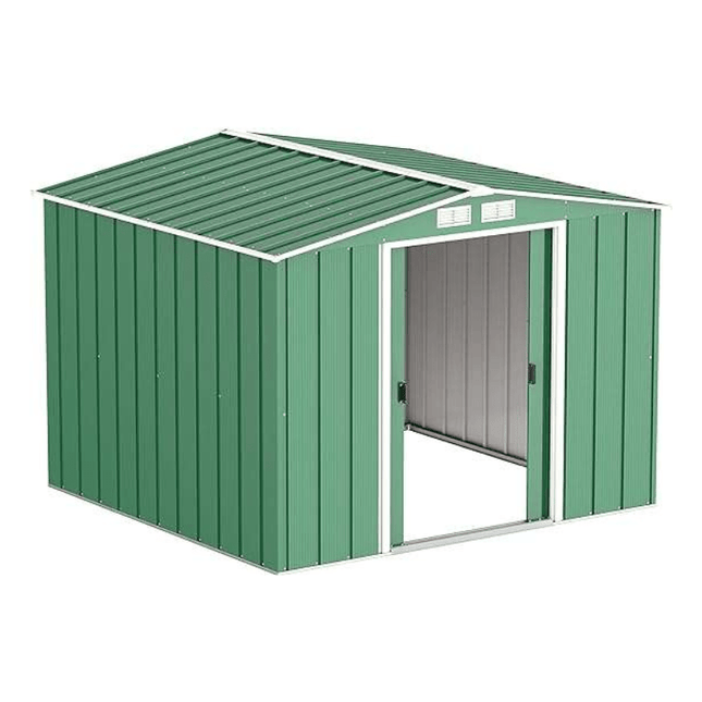 Store More Metal Sheds Sapphire 8ft x 8ft Apex Metal Shed - Green SAPPHIRE88GREEN Sapphire 8ft x 8ft Apex Metal Shed - Green 5055280416626