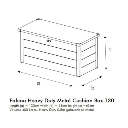 Store More Metal Storage Falcon 400L Heavy Duty Metal Cushion Storage Box 130 - Dark Grey FALCON SB130 PB-BA2 Falcon 400L Heavy Duty Metal Cushion Storage Box 130 - Dark Grey 5055280416008