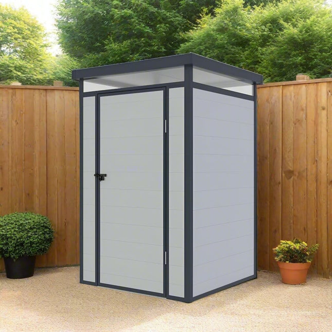 Store More Plastic Shed Store More Lotus Curo Pent Plastic Shed - 4x4 Grey 5055280416862