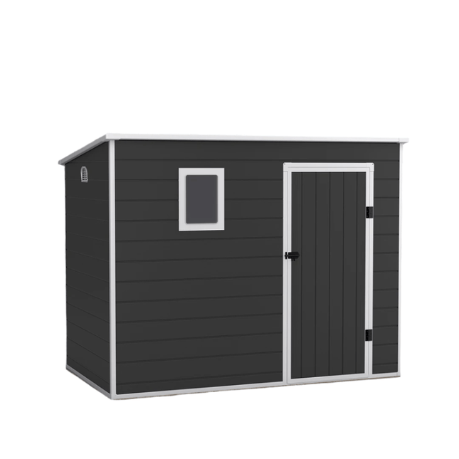 Store More Plastic Shed Store More Lotus Oxonia Pent Plastic Shed Dark Grey With Floor - 8x5 30024 5055280416657