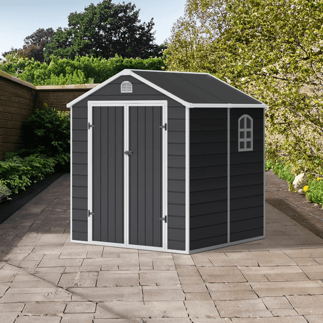 Store More Plastic Shed Store More Lotus Sono Plastic Storage Shed - 6x6 with Foundation Kit 28731 5055280416459
