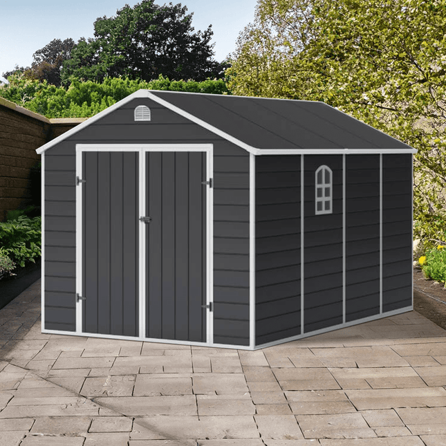 Store More Plastic Shed Store More Lotus Sono Plastic Storage Shed - 8x12 with Foundation Kit 28734 5055280416473