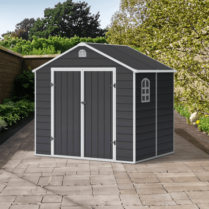 Store More Plastic Shed Store More Lotus Sono Plastic Storage Shed - 8x6 with Foundation Kit 28733 5055280416466