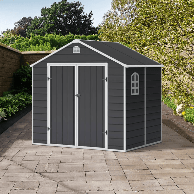 Store More Plastic Shed Store More Lotus Sono Plastic Storage Shed - 8x6 with Foundation Kit 28733 5055280416466