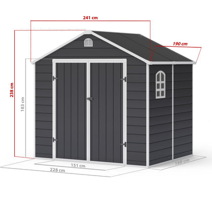 Store More Plastic Shed Store More Lotus Sono Plastic Storage Shed - 8x6 with Foundation Kit 28733 5055280416466