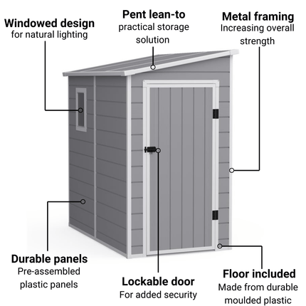 Store More Plastic Shed Store More Lotus Veritas 6x4 Lean To Pent Plastic Shed 30025 5055280416664