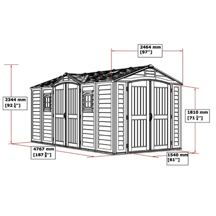 Store More Plastic Sheds Saffron Apex Extra 15x8ft Vinyl Shed SAF-15X8-APXE Saffron Apex Extra 15x8ft Vinyl Shed 5055715944038