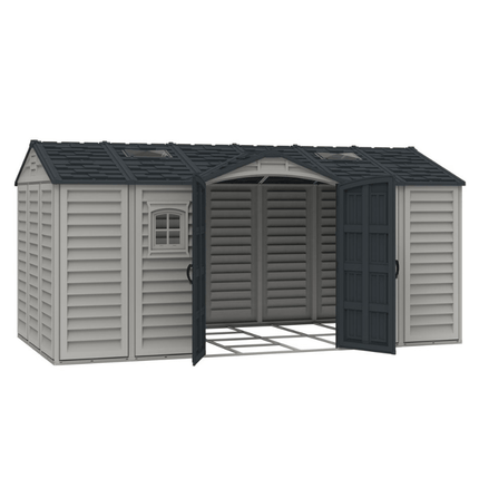 Store More Plastic Sheds Saffron Apex Extra 15x8ft Vinyl Shed SAF-15X8-APXE Saffron Apex Extra 15x8ft Vinyl Shed 5055715944038