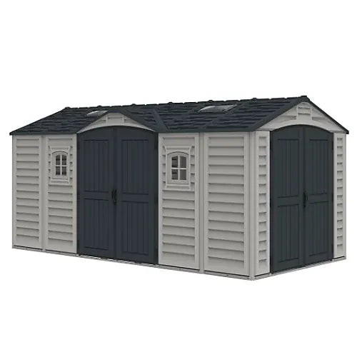 Store More Plastic Sheds Saffron Apex Extra 15x8ft Vinyl Shed SAF-15X8-APXE Saffron Apex Extra 15x8ft Vinyl Shed 5055715944038