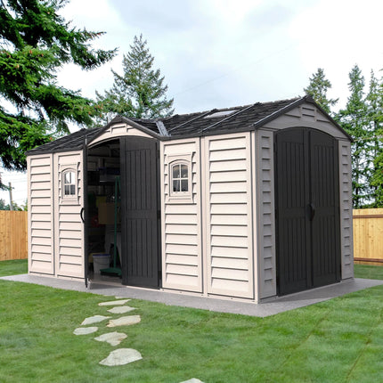 Store More Plastic Sheds Saffron Apex Extra 15x8ft Vinyl Shed SAF-15X8-APXE Saffron Apex Extra 15x8ft Vinyl Shed 5055715944038